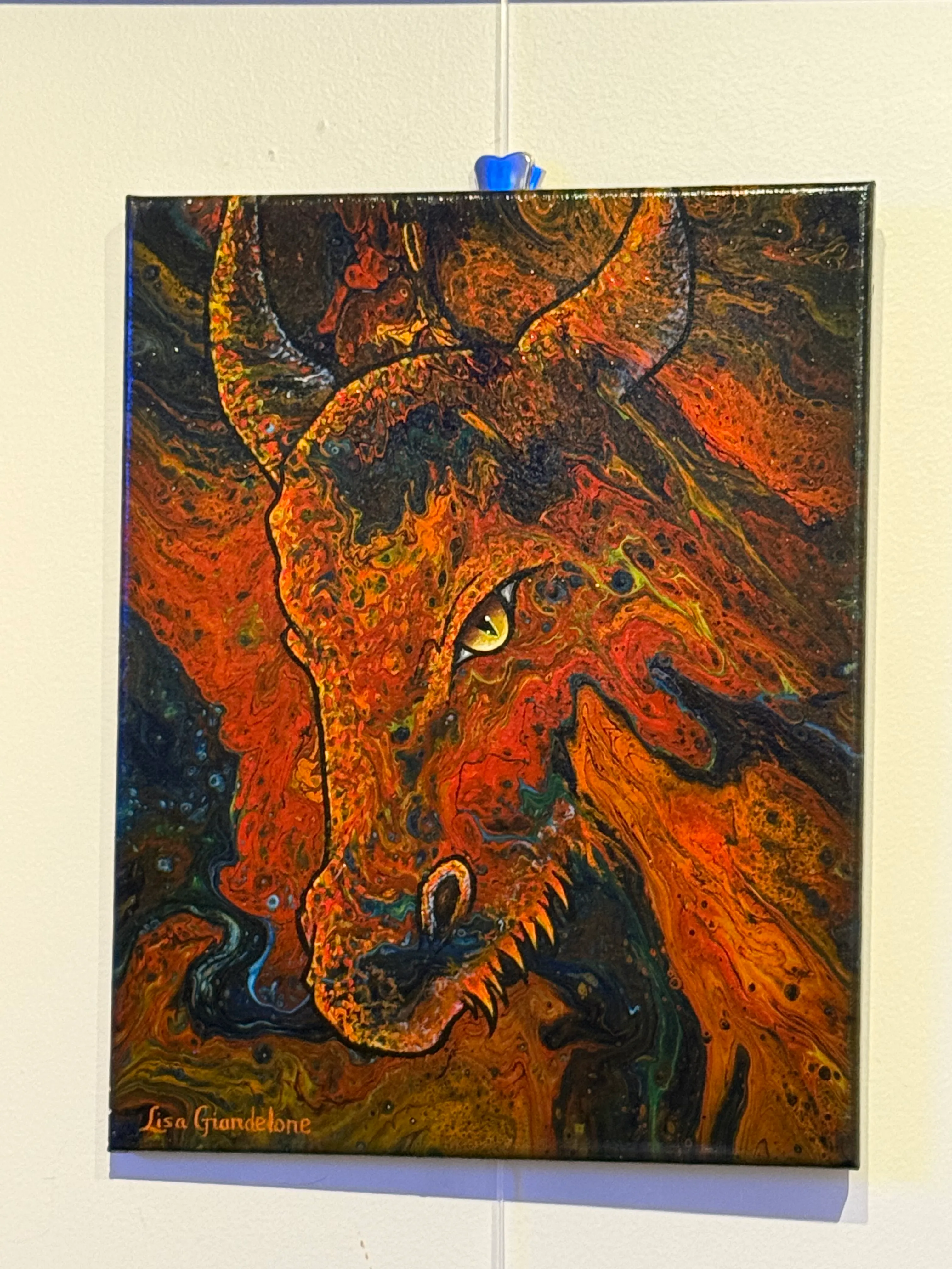 Dragon — Oil Painting with Acrylic Background by Lisa Giandelone