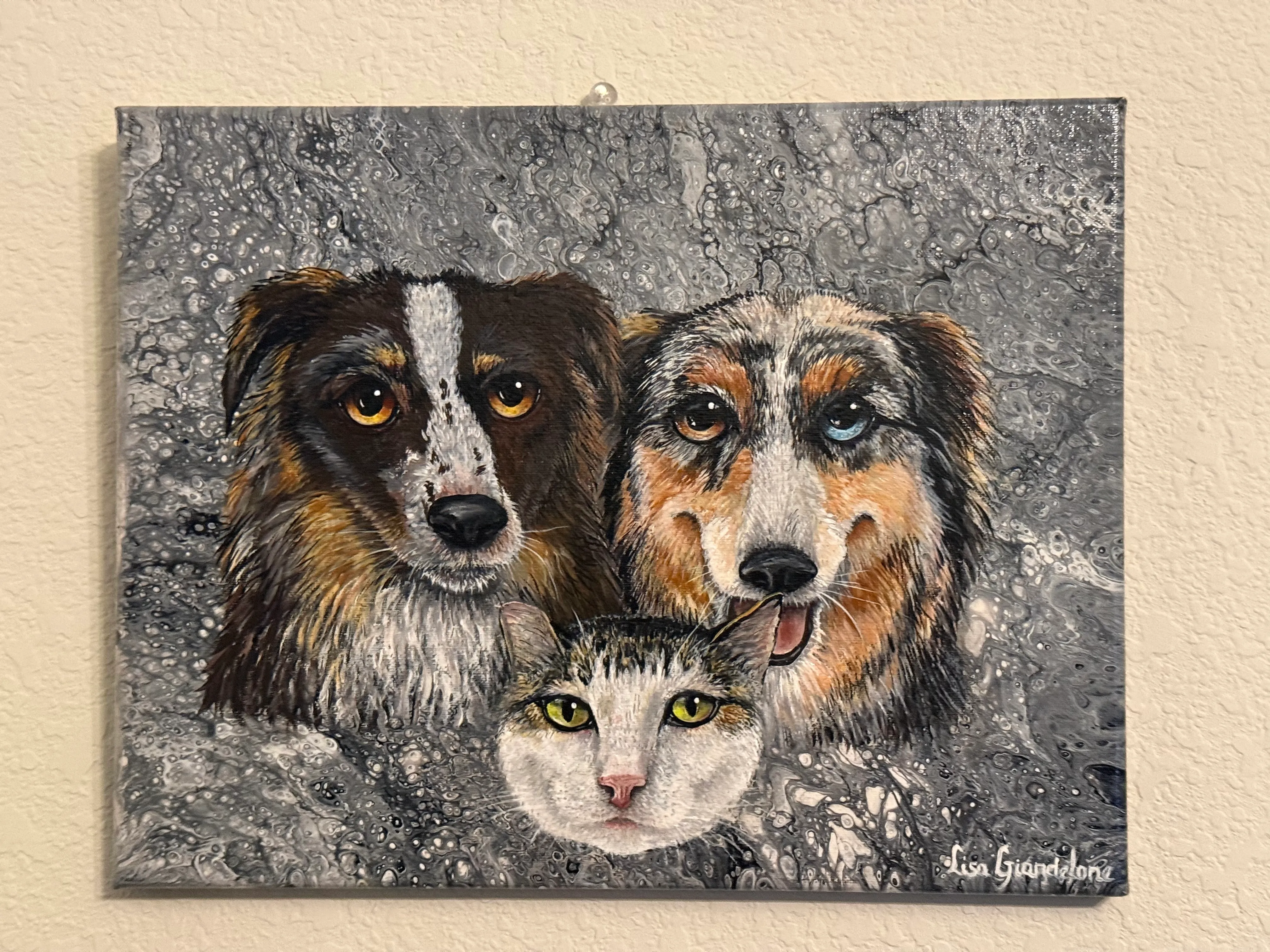 Jasper, Zoey & Klaus — custom painting by Lisa Giandelone